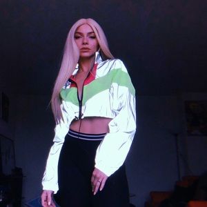 Reflective Long Sleeve CropTop Windbreaker Jacket